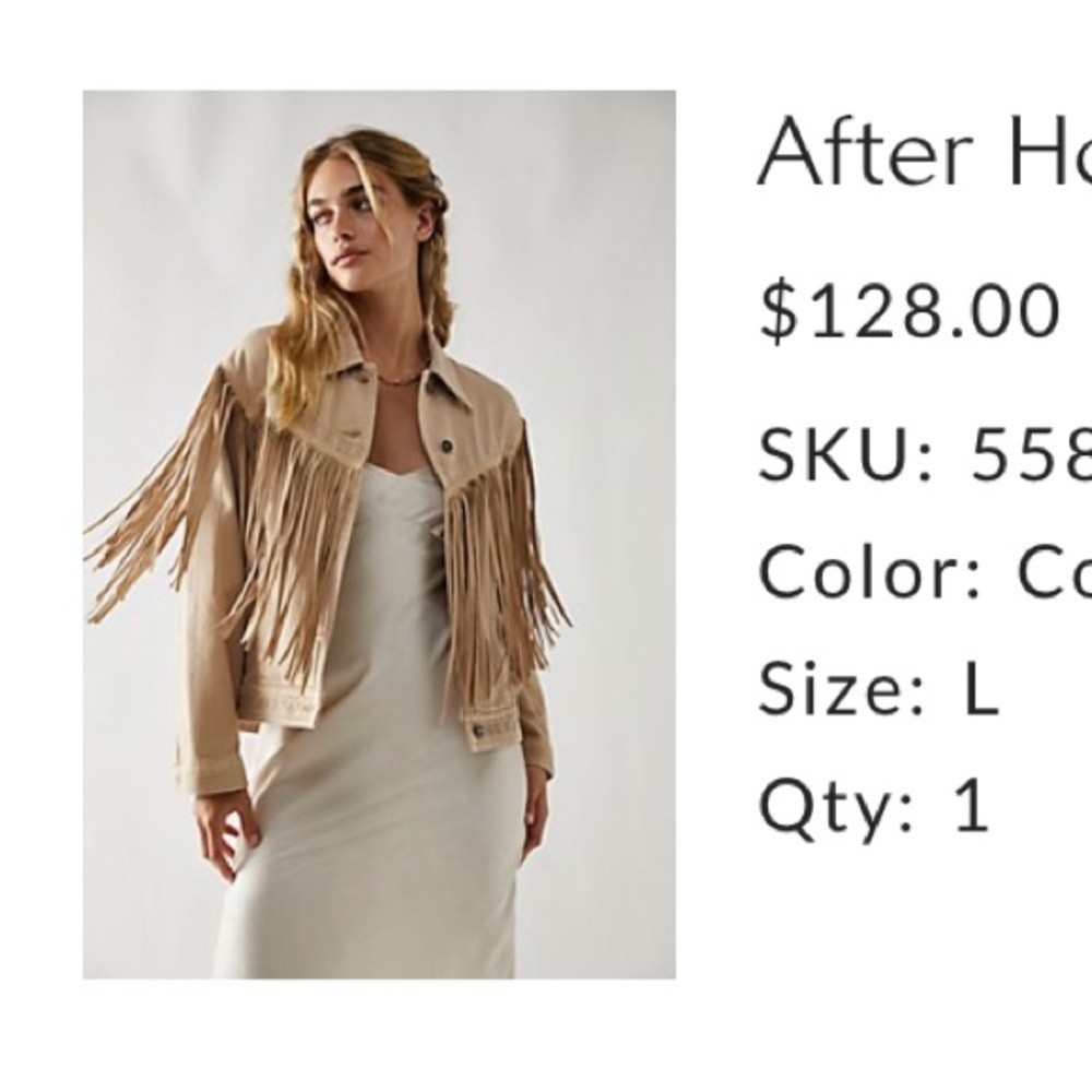 Free People “After Hours Denim Fringe” jacket